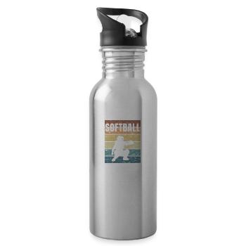 Softball Basepall Schläger Pitcher Catcher - Trinkflasche mit integriertem Trinkhalm - Lightsilver - Rechts