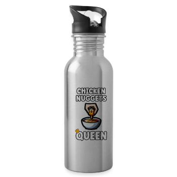 Chicken Nuggets Queen Quote Chicken Nuggets Girl - Water bottle with straw - silver - Right