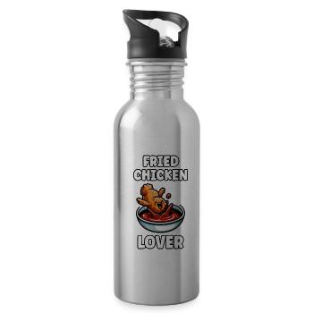 Fried Chicken Chicken Wings Chicken Gift - Water bottle with straw - silver - Right