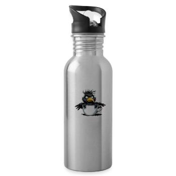 Vogel Keinen Bock Kaffee Bevor Du Fragst Nein - Trinkflasche mit integriertem Trinkhalm - Lightsilver - Rechts