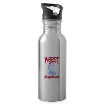 Ich bin dein schlimmster Albtraum, Schachspieler, - Trinkflasche mit integriertem Trinkhalm - Lightsilver - Rechts