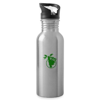 Bär - Panda Wald Natur Freiheit wild - Trinkflasche mit integriertem Trinkhalm - Lightsilver - Rechts