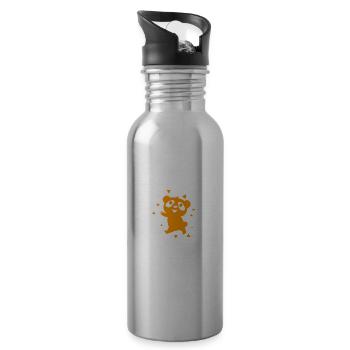 Ours - Panda Dansant Forêt, Nature, Liberté, Sauvage - Gourde avec paille intégrée - argent clair - Droite