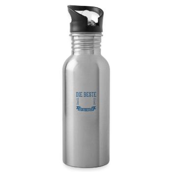 Beste Oma der Welt - Trinkflasche mit integriertem Trinkhalm - Lightsilver - Rechts