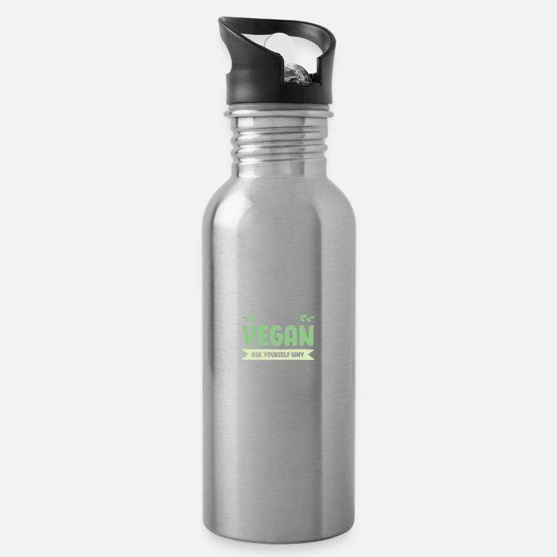 vegan veganer - Trinkflasche mit integriertem Trinkhalm - Lightsilver