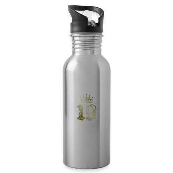 19 Couronne numérique - Gourde avec paille intégrée - argent clair - Droite