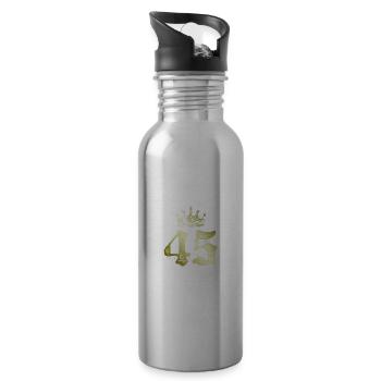 45 Zahl Krone - Trinkflasche mit integriertem Trinkhalm - Lightsilver - Rechts
