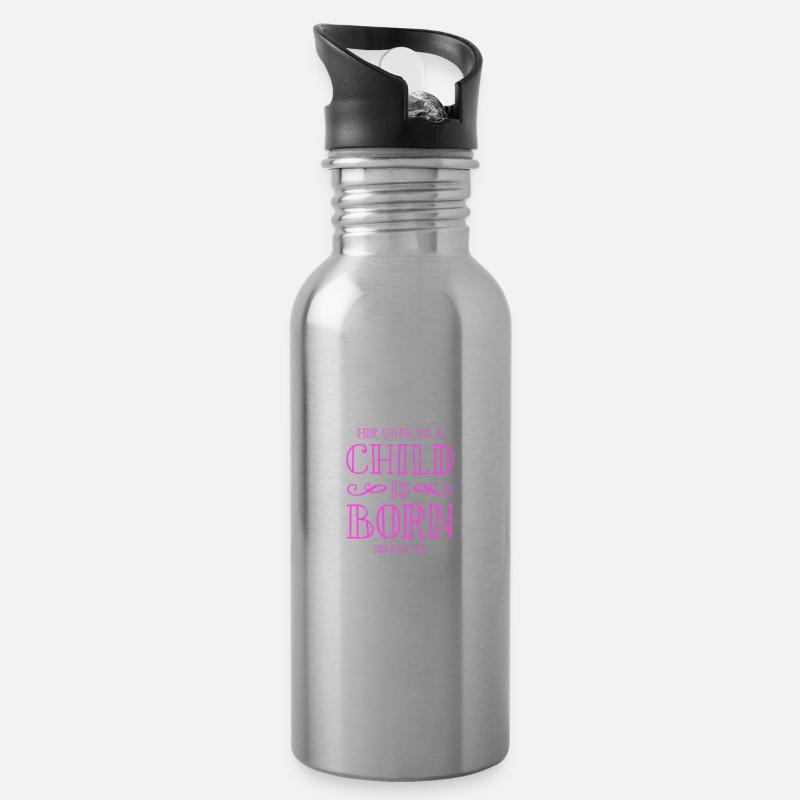 kind geboren bibel - Trinkflasche mit integriertem Trinkhalm - Lightsilver
