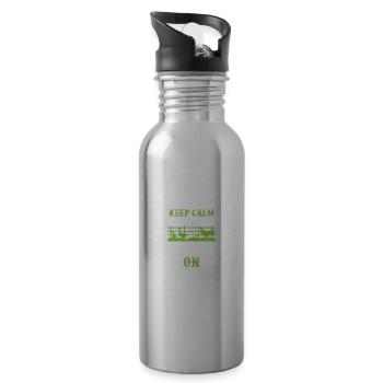 keep calm farm - Water bottle with straw - silver - Right