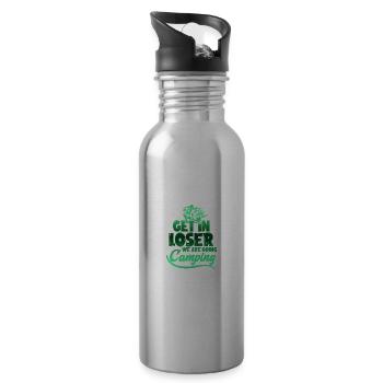slogan de camping - Gourde avec paille intégrée - argent clair - Droite