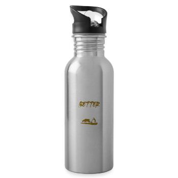 leben ist besser farm - Trinkflasche mit integriertem Trinkhalm - Lightsilver - Rechts