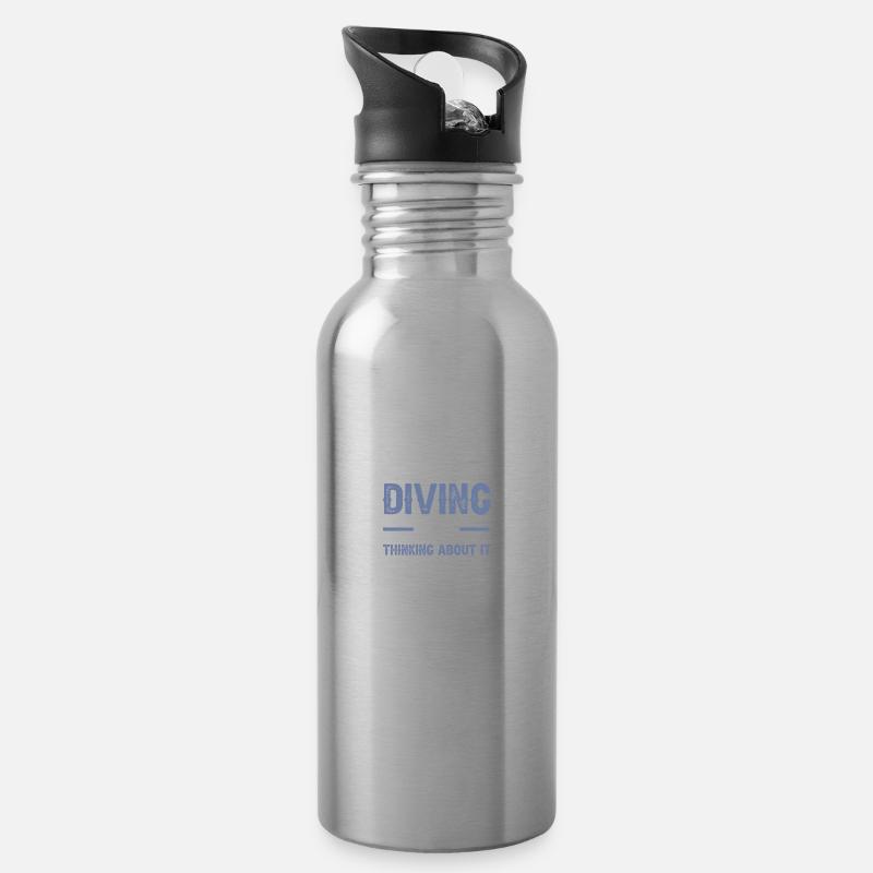 Tauchen scuba diving - Trinkflasche mit integriertem Trinkhalm - Lightsilver