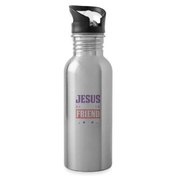 Bible Jesus Friend Proverb - Water bottle with straw - silver - Right