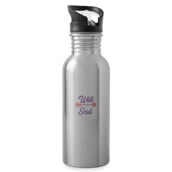 Bible verse Soul Jesus - Water bottle with straw - silver - Right