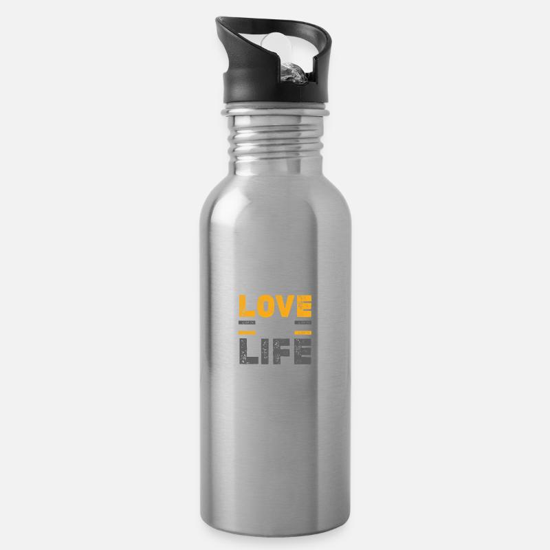 tierschutz liebe leben - Trinkflasche mit integriertem Trinkhalm - Lightsilver