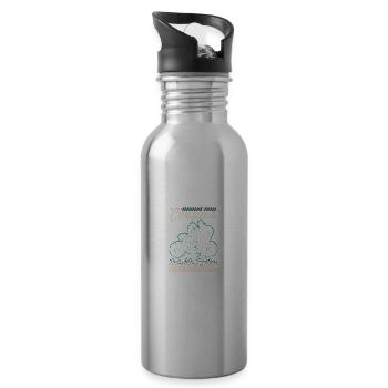 motorcycle pairs saying biker - Water bottle with straw - silver - Right