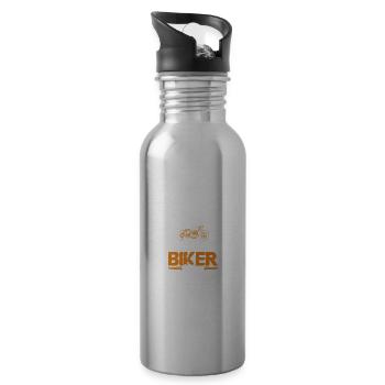 motorcycle husband saying - Water bottle with straw - silver - Right