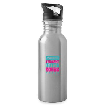 trucker straight outta - Trinkflasche mit integriertem Trinkhalm - Lightsilver - Rechts