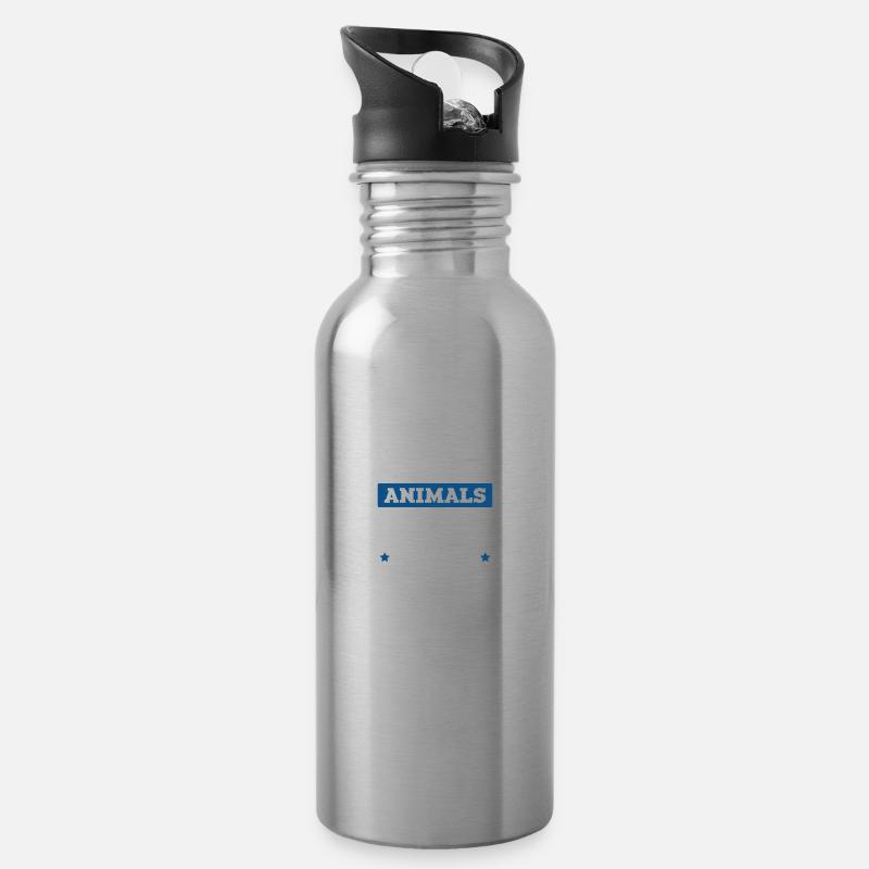 tierschutz mama - Trinkflasche mit integriertem Trinkhalm - Lightsilver