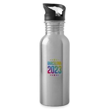 Barcelone 2023 - Gourde avec paille intégrée - argent clair - Droite