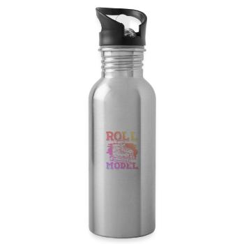 Roller roulant - Gourde avec paille intégrée - argent clair - Droite