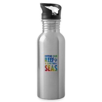 save the sea - Trinkflasche mit integriertem Trinkhalm - Lightsilver - Rechts