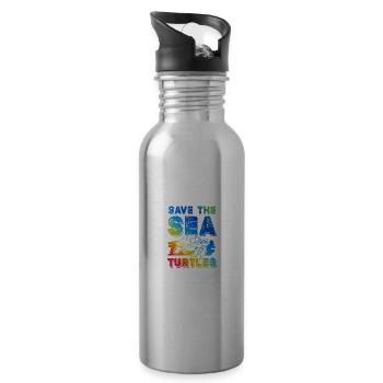 save the ocean schildkröte - Trinkflasche mit integriertem Trinkhalm - Lightsilver - Rechts