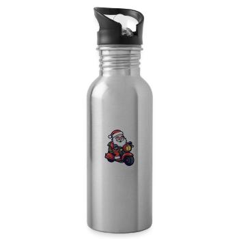 Santa Claus Santa Vehicle - Water bottle with straw - silver - Right