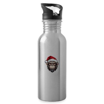 Monkey Head Christmas Xmas - Water bottle with straw - silver - Right