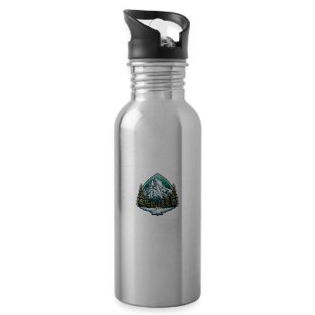 Berge Symbol Landschaft Wappen - Trinkflasche mit integriertem Trinkhalm - Lightsilver - Rechts
