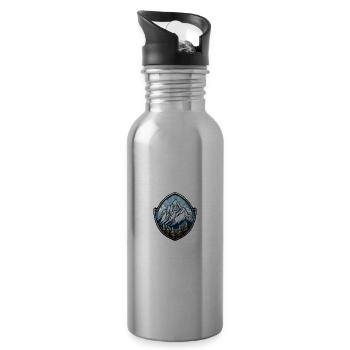 Berge Symbol Wappen - Trinkflasche mit integriertem Trinkhalm - Lightsilver - Rechts