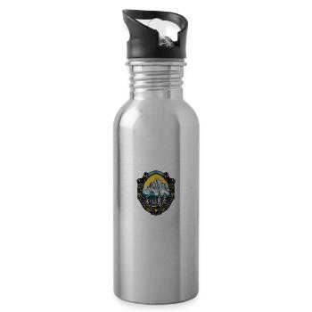 Berge Alpen - Trinkflasche mit integriertem Trinkhalm - Lightsilver - Rechts
