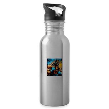 Wolf Boxer Kämpfer - Trinkflasche mit integriertem Trinkhalm - Lightsilver - Rechts