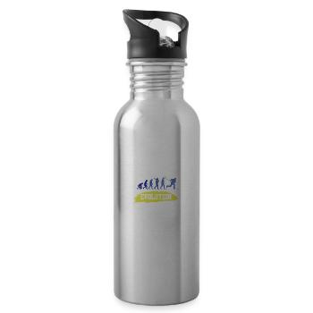 ice hockey lustig evolution - Trinkflasche mit integriertem Trinkhalm - Lightsilver - Rechts