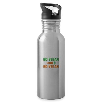 Go vegan - Water bottle with straw - silver - Right