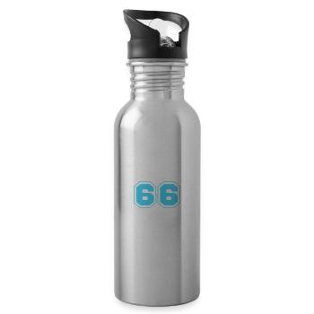 66 Zahl nummer - Trinkflasche mit integriertem Trinkhalm - Lightsilver - Rechts