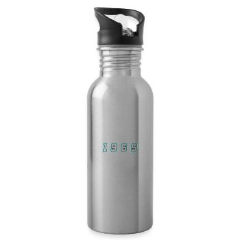1969 Jahr Zahl - Trinkflasche mit integriertem Trinkhalm - Lightsilver - Rechts