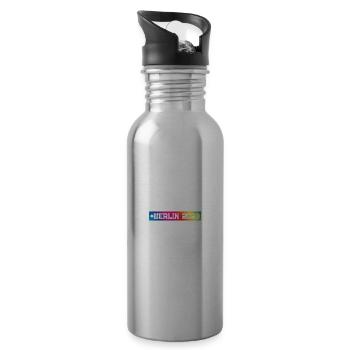 Berlin 2023 Bunt - Trinkflasche mit integriertem Trinkhalm - Lightsilver - Rechts