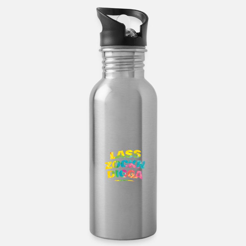 Lass zockn, Digga! 🎮😎 - Trinkflasche mit integriertem Trinkhalm - Lightsilver