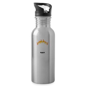 Grillmeister Marco lustiger Spruch Vorname - Trinkflasche mit integriertem Trinkhalm - Lightsilver - Rechts