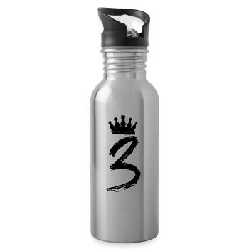 3 Zahl Krone - Trinkflasche mit integriertem Trinkhalm - Lightsilver - Rechts