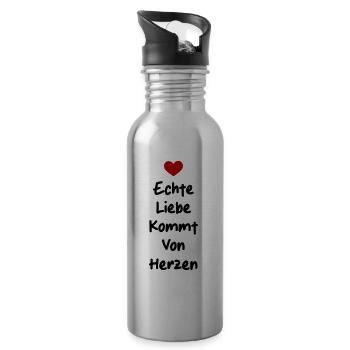 Liebe Spruch Valentinstag Herz - Trinkflasche mit integriertem Trinkhalm - Lightsilver - Rechts