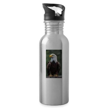 Adler - Trinkflasche mit integriertem Trinkhalm - Lightsilver - Rechts