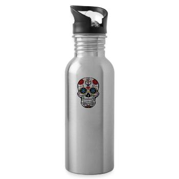 Totenkopf - Trinkflasche mit integriertem Trinkhalm - Lightsilver - Rechts
