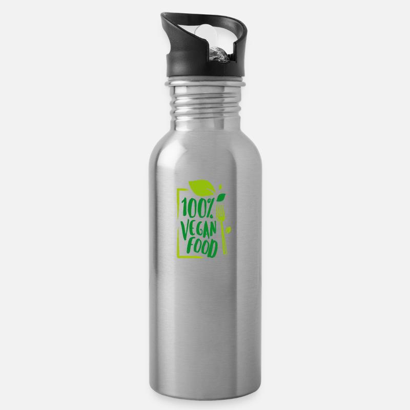 Nourriture 100% végétalienne - Gourde avec paille intégrée - argent clair