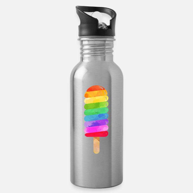 Rainbow water popsicle - Water bottle with straw - silver