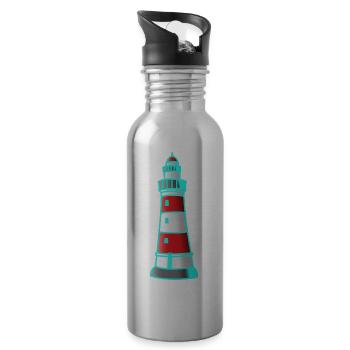 Leuchtturm Nautik Seefahrt Maritim Xmas - Trinkflasche mit integriertem Trinkhalm - Lightsilver - Rechts
