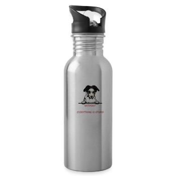 Ohne Australian Shepherd ist alles doof - Trinkflasche mit integriertem Trinkhalm - Lightsilver - Rechts