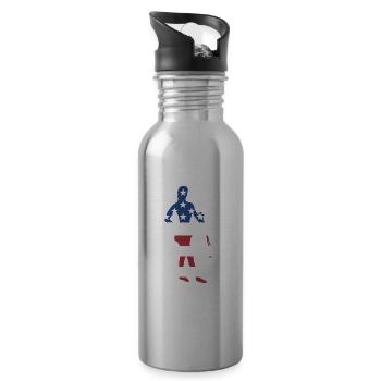 Baton Twirler Us Flag Baton Twirling - Water bottle with straw - silver - Right