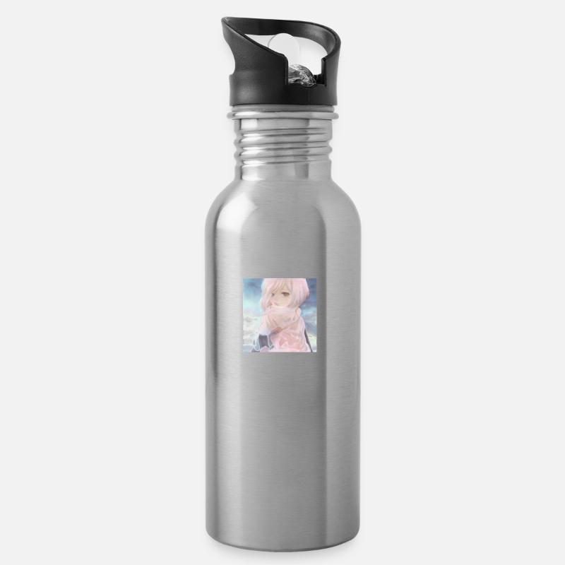 anime - Water bottle with straw - silver